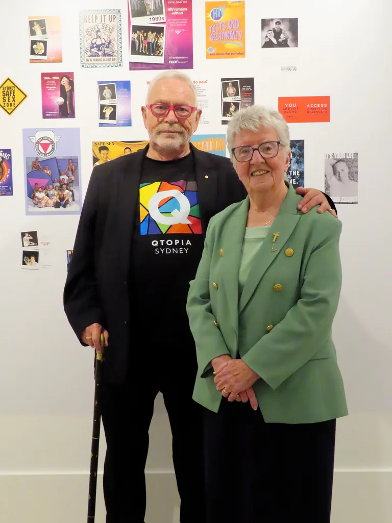 David Polson and Sister Clare standing together. They met at Australia's first HIV/AIDS ward.