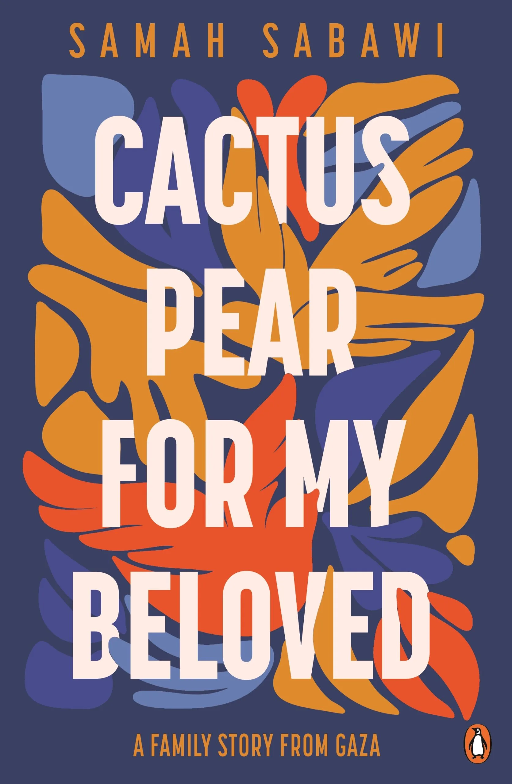A warm, fluid illustraltion of doves and abstract plant forms in shades of orange, purple and blue. The sub-heading is "A family story from Gaza".