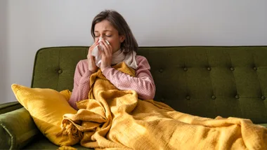 Woman with cold flu sick