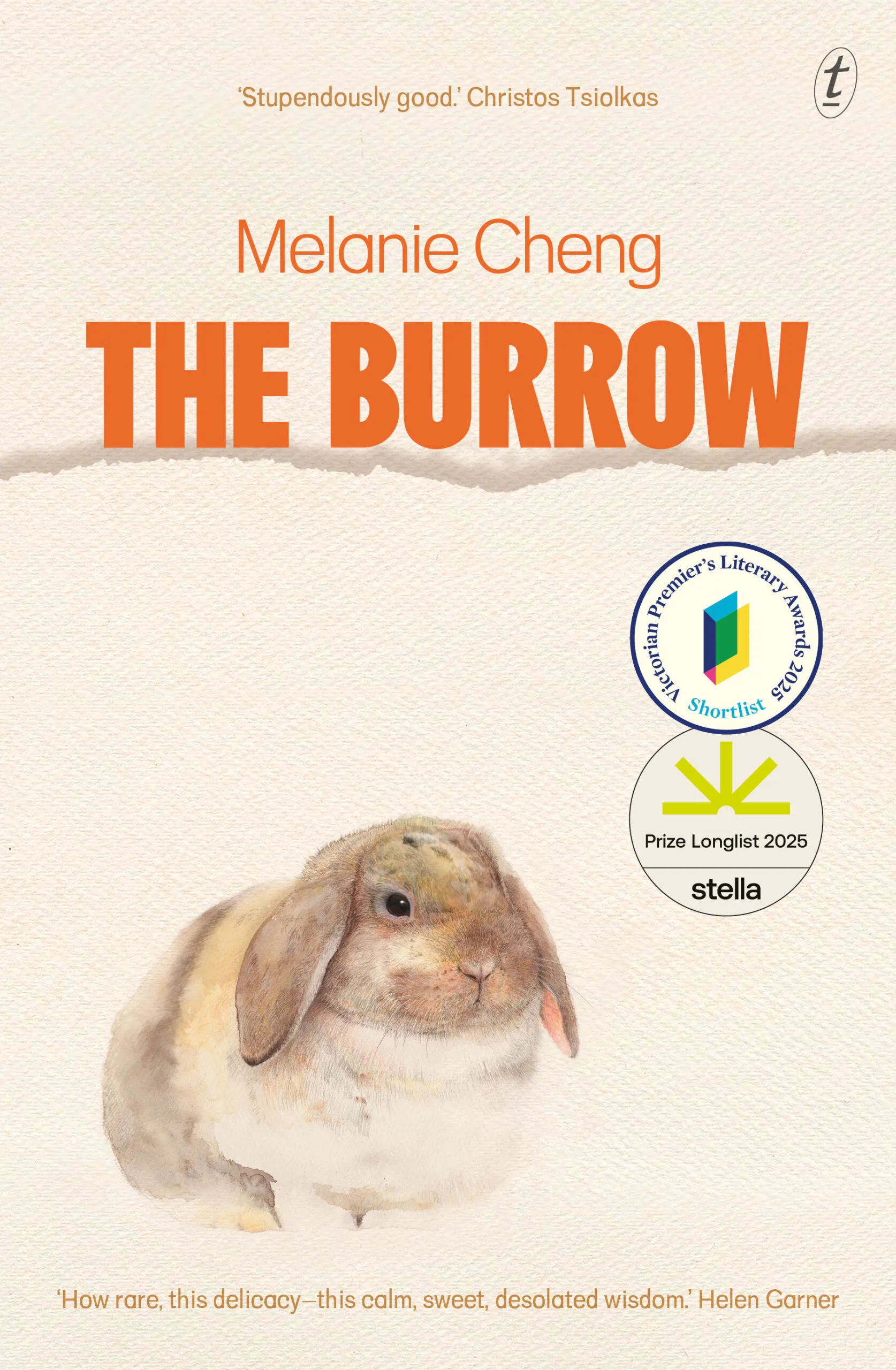 A book cover featuring a photograph of a beige and brown, floppy-eared rabbit with a quote by Helen Garner: "How rare, this delicacy - this calm, sweet, desolated wisdom."