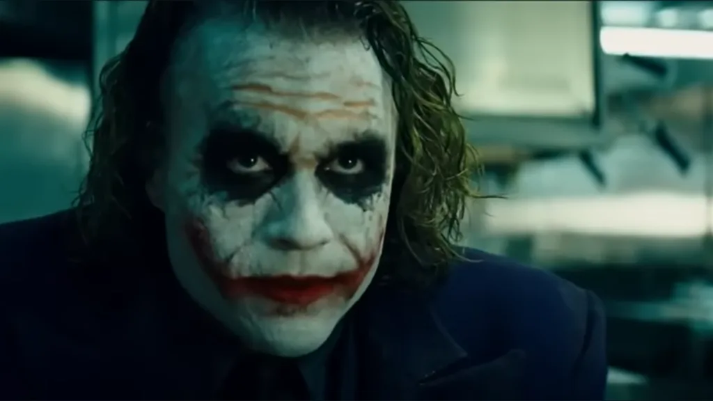 Heath Ledger as The Joker in The Dark Knight, a Batman movie. Credit IMDB