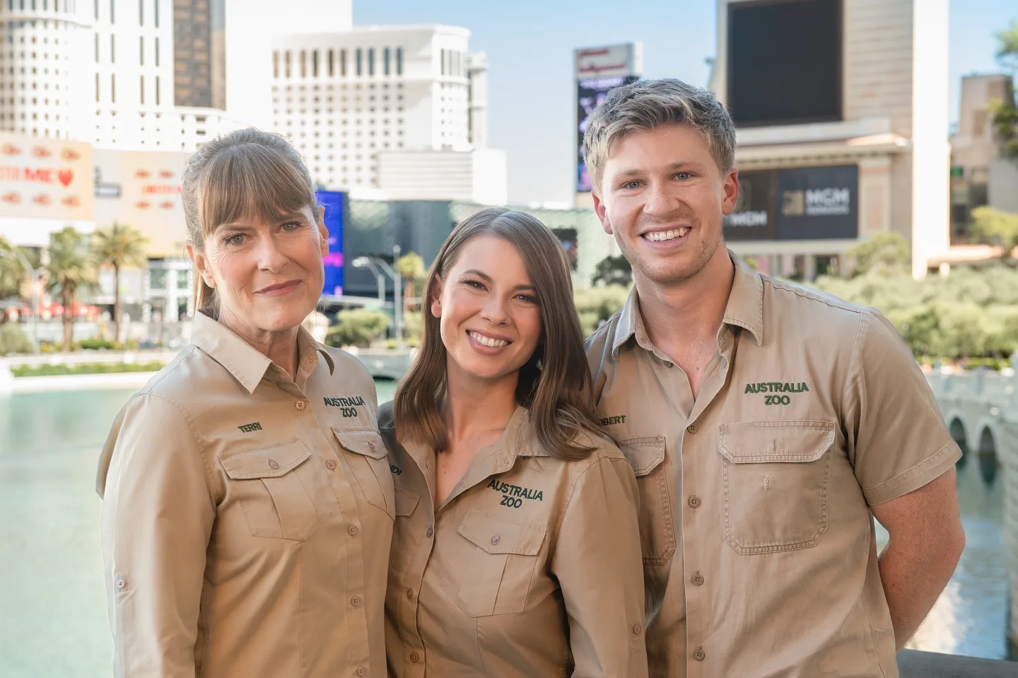 Terri, Bindi, and Robert Irwin in Las Vegas, hours before Bindi had to undergo surgery