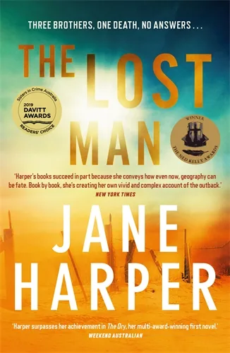Book cover of The Lost Man by Jane Harper. Shows a dusty landscape.