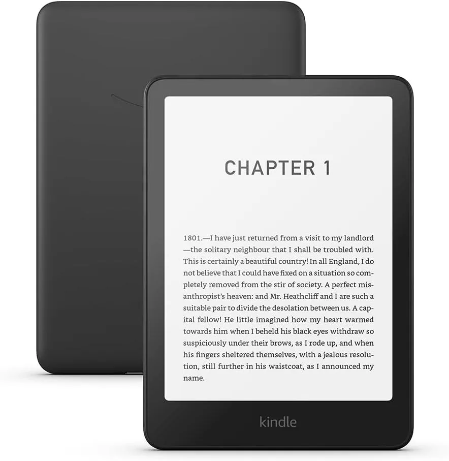 kindle paperwhite ereader displaying a page of black text on white screen