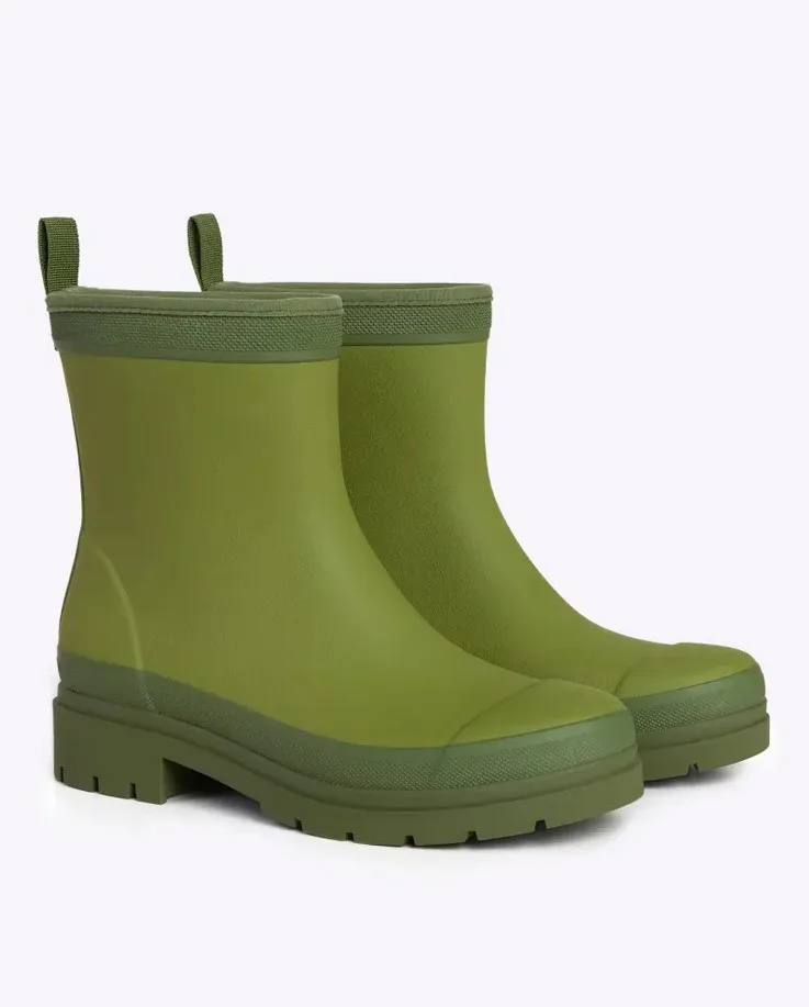 A pair of olive green gumboots