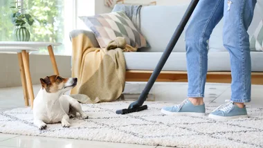 Woman vacuuming