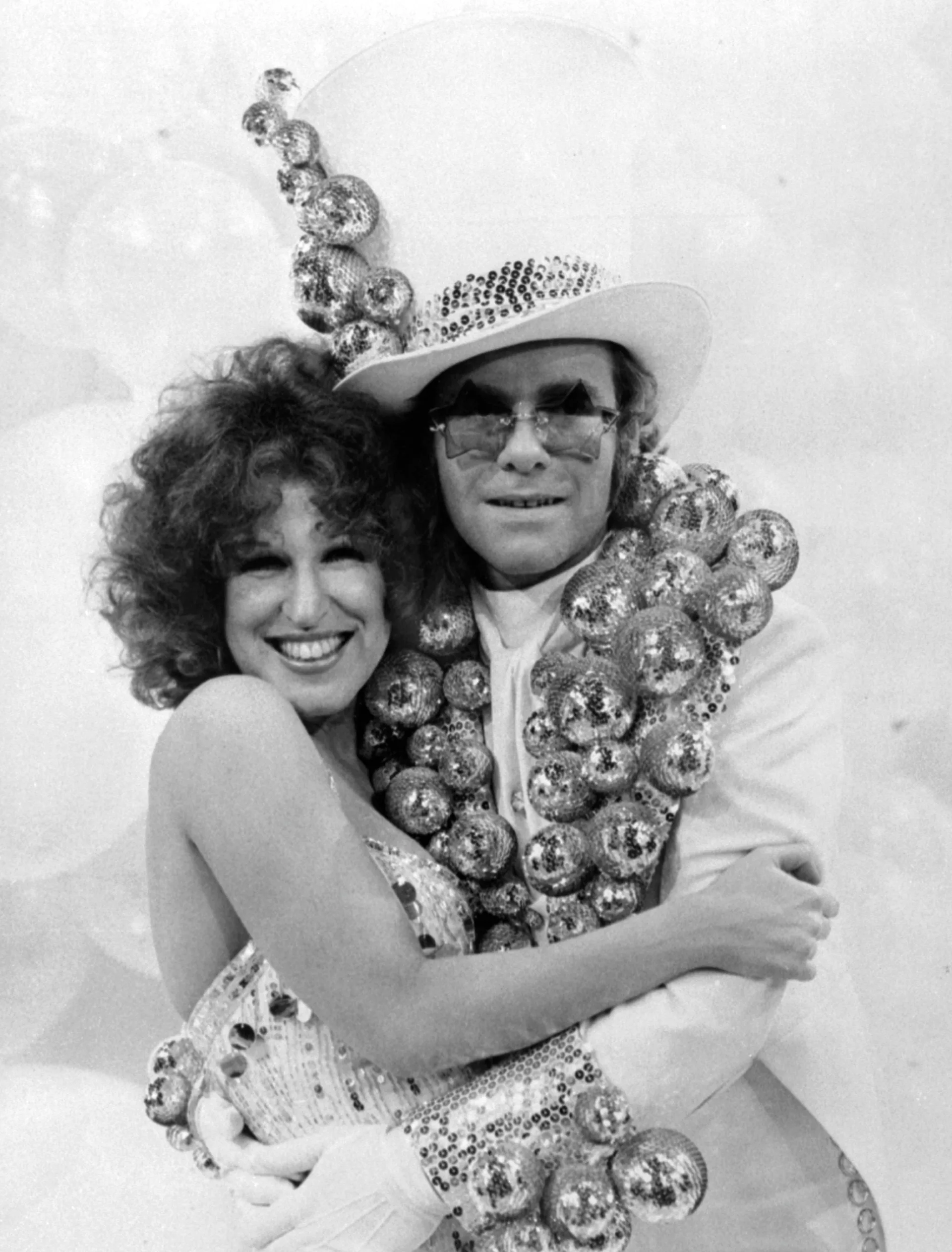 Elton John with Bette Midler on the set of the "Cher" TV show in 1975. Photo credit: Getty