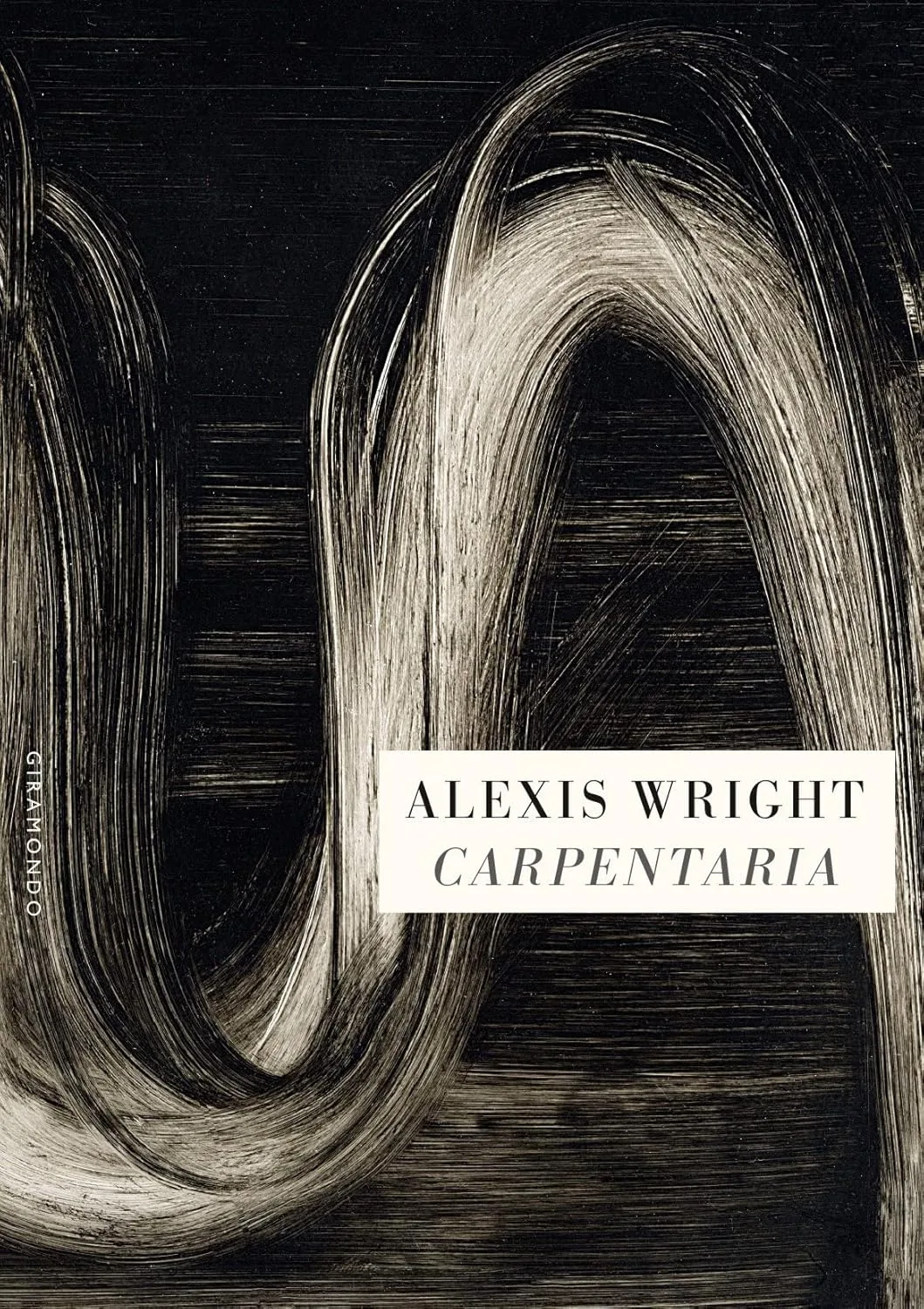 Book cover of Carpentaria by Alexis Wright. A white brush stroke on a black background.