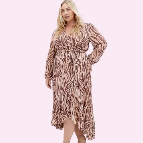 City Chic Instinct Maxi Wrap Dress - print