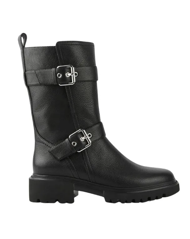 Jo Mercer Elliot Flat Ankle Boots Black Leather