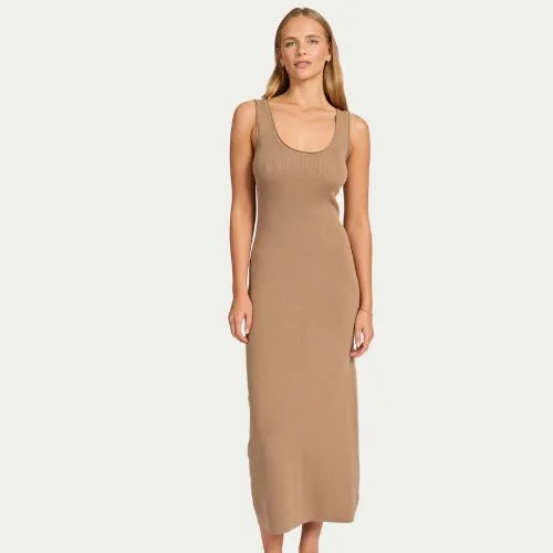 Academy Brand Grace Knit Dress in Jersey Caramel colour