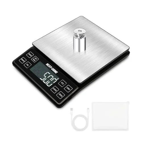 The NEXT-SHINE rechargeable digital scale includes a USB-C cable so you can plug in when you need to.