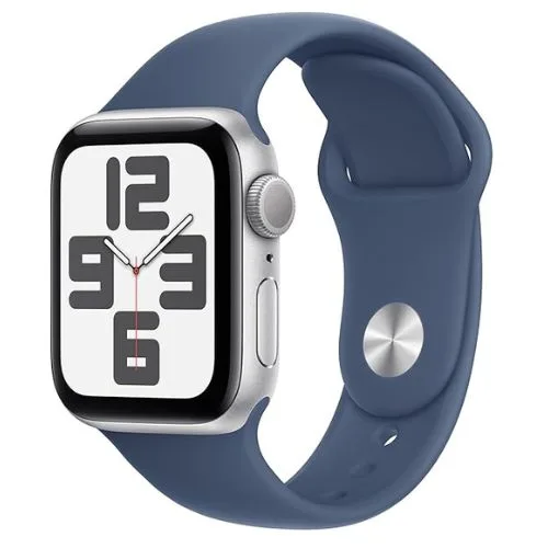 Apple Watch SE [GPS 40mm] Silver Aluminium Case with Denim Sport Band - S/M