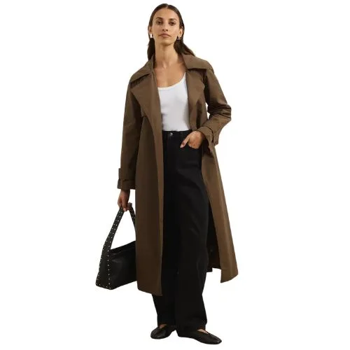 Atmos&Here Cora Lightweight Trench Coat - chocolate