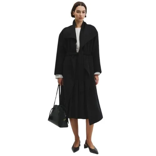 Country Road Oversized Wrap Coat - dark charcoal