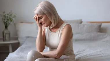 Concerned woman headache