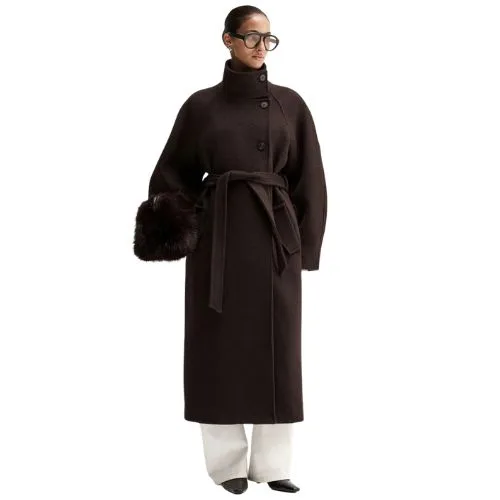 Elka Collective Angelica Wool-Blend Coat - chocolate