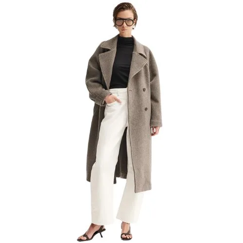 Elka Collective Montana Wool-Bend Coat - warm grey