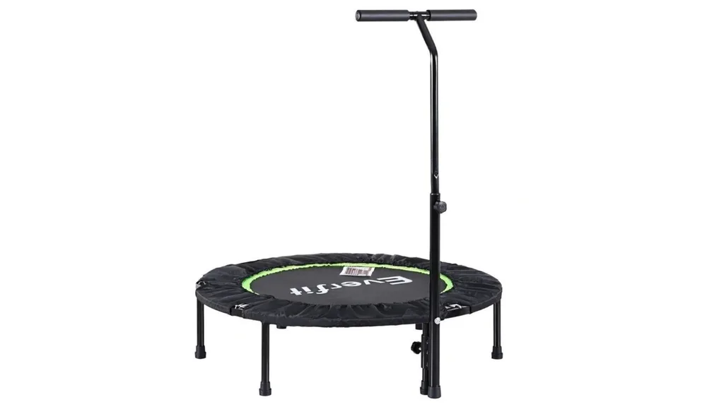 Everfit Foldable Trampoline Jumping with Handrail 40 Inches in Black and green