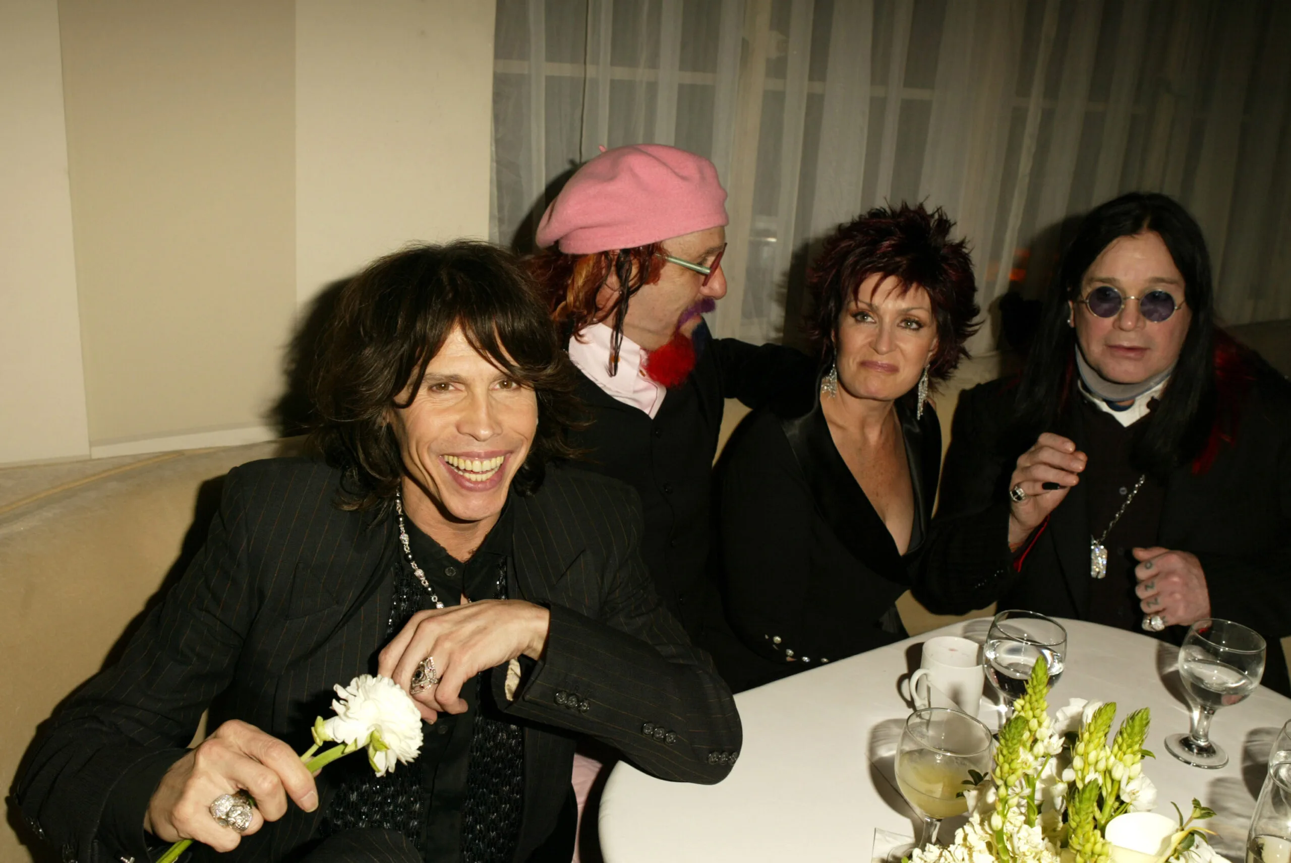 Steven Tyler, Sharon Osbourne and Ozzy Osbourne during EMI 2004 GRAMMY Party at Los Angeles County Museum of Art in Los Angeles, California, United States. (Photo by J. Vespa/WireImage for EMI Music)