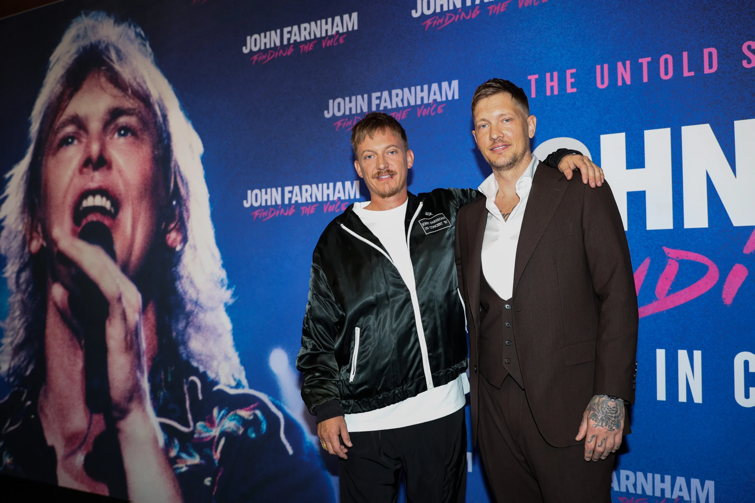 MELBOURNE, AUSTRALIA - MAY 09: James Farnham and Rob Farnham attend the Australian premiere of "John Farnham: Finding the Voice" at the Astor Theatre on May 09, 2023 in Melbourne, Australia. (Photo by Brittany Long/WireImage)