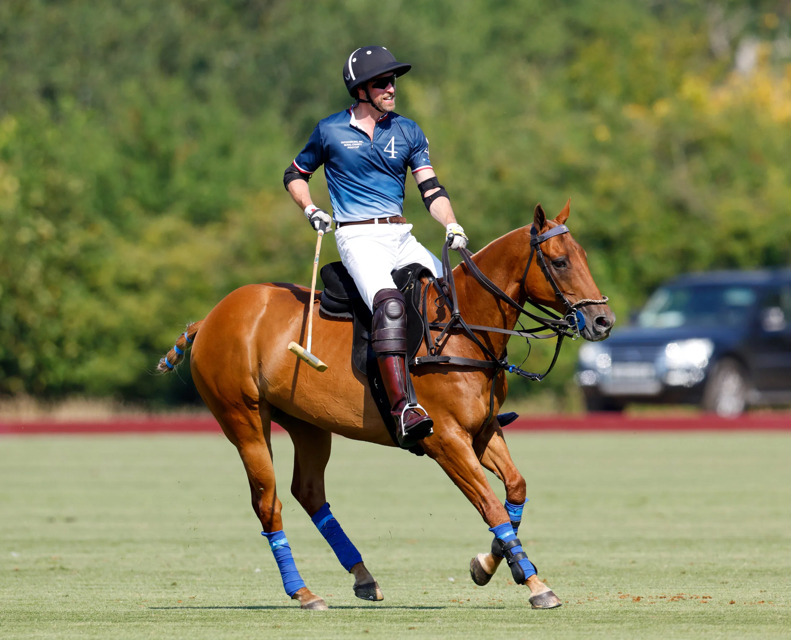 WINDSOR, UNITED KINGDOM - JULY 11: (Prince William, Prince of Wales (playing for team U.S. Polo Assn.) takes part in the Out-Sourcing Inc. Royal Charity Polo Cup 2025 at The Castle Ground, Guards Polo Club, Flemish Farm on July 11, 2025 in Windsor, England. (Photo by Max Mumby/Indigo/Getty Images)