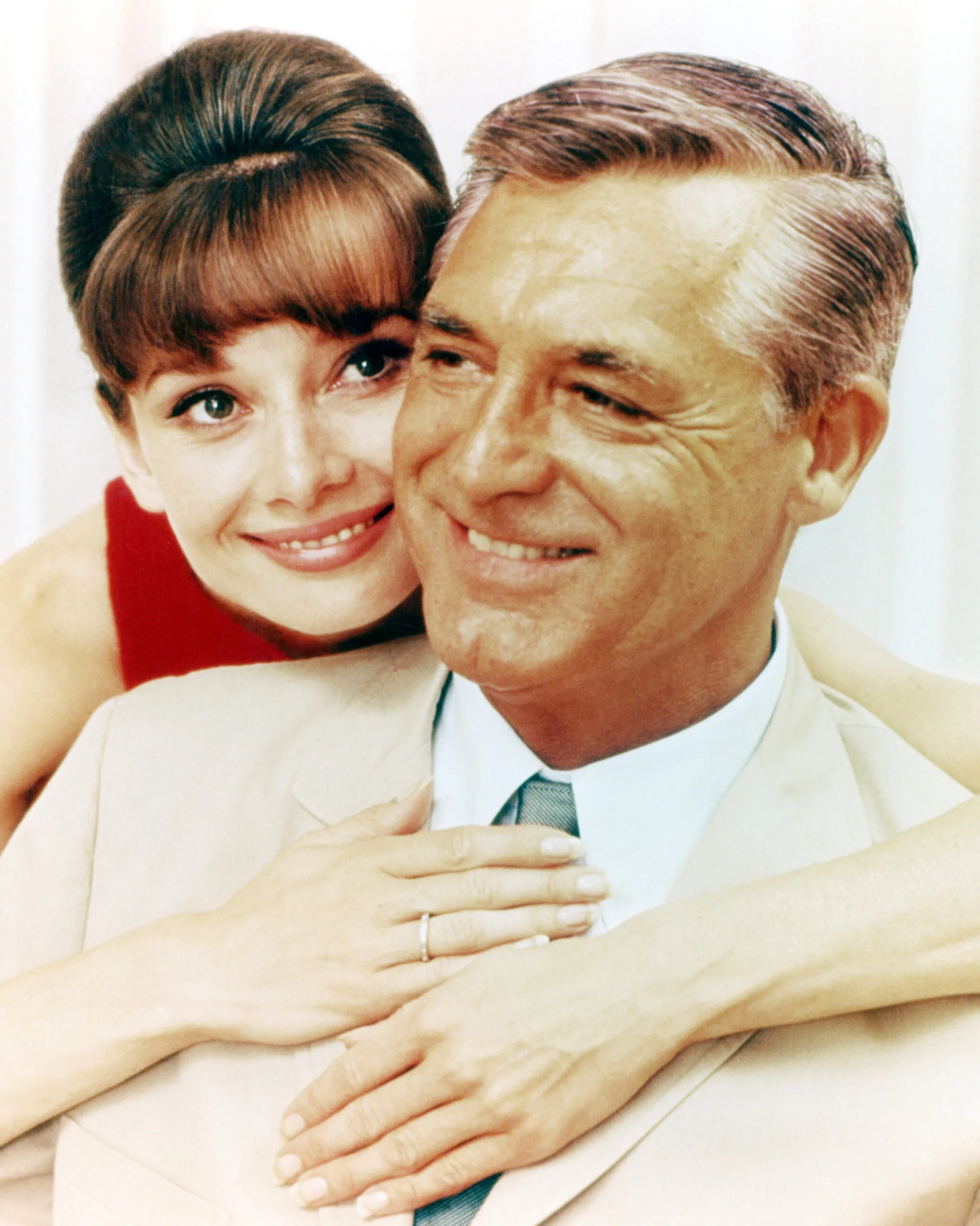 Actors Cary Grant (1904 - 1986) as Peter Joshua and Audrey Hepburn (1929 - 1993) as Regina Lampert in a publicity still for the film 'Charade', 1963.  (Photo by Silver Screen Collection/Getty Images)