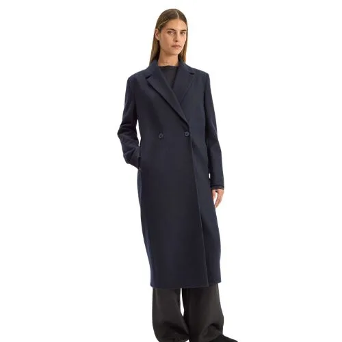 Jac+Jack Howell Italian Woven Superfine Merino Wool Coat - darkest navy