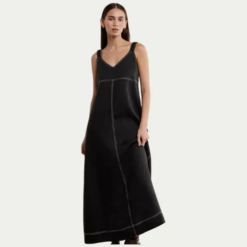 JAG Sara Linen Midi Dress in black