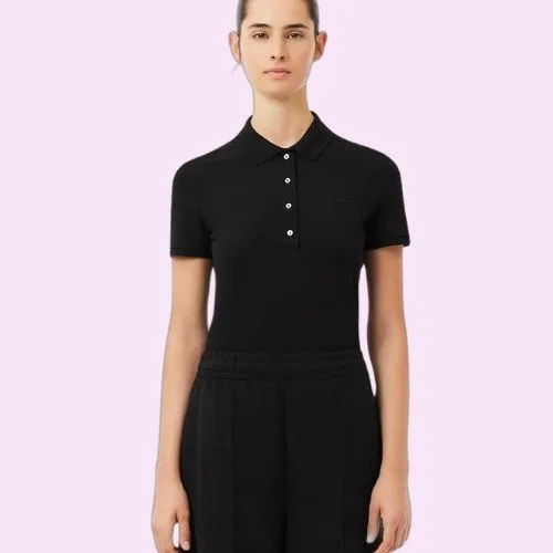 Lacoste Women's Classic 4 Button Slim Fit Polo in black
