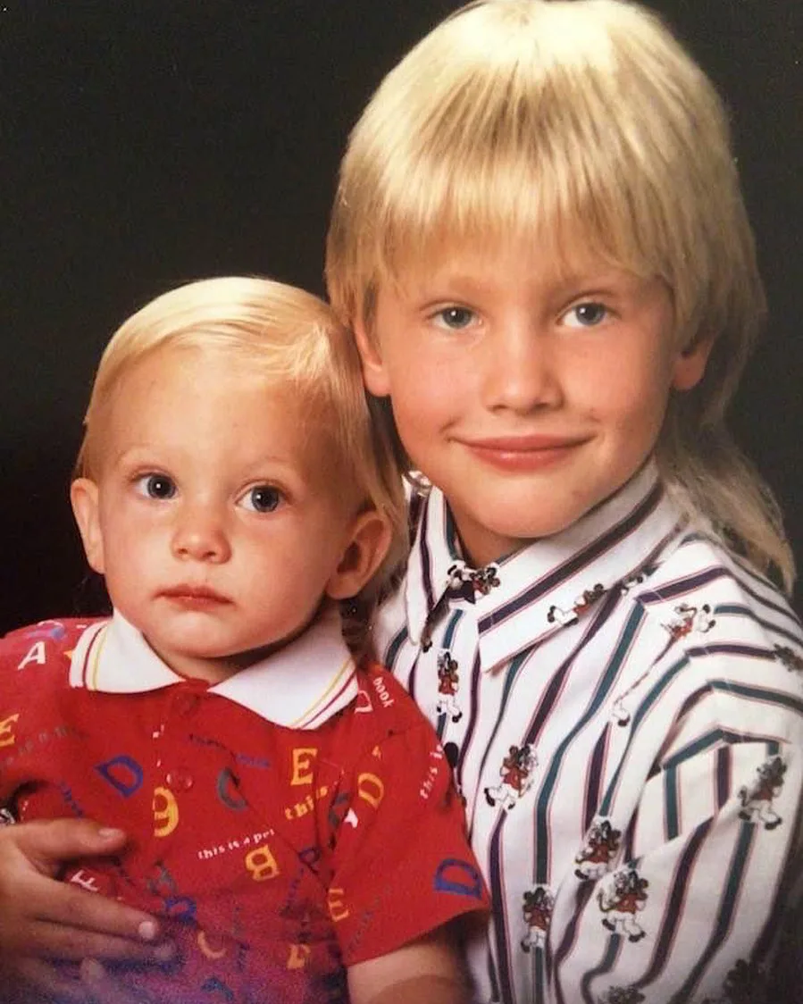 Brothers Rob and James Farnham "My mullet game was strong." Photo Instagram/@robfarnham