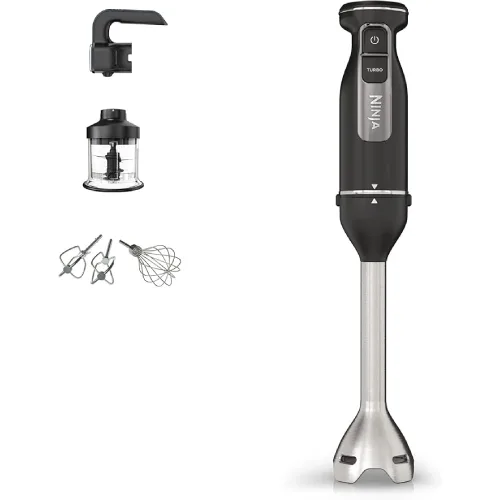 Ninja Foodi 3-in-1 Hand Blender, Hand Mixer & Chopper, Food Processor with 3 Attachments, 850W Powerbase, Immersion Blender, 5 Mixing Speeds, 2 Blending Speeds, 1.5m Cord, Black CI100UK