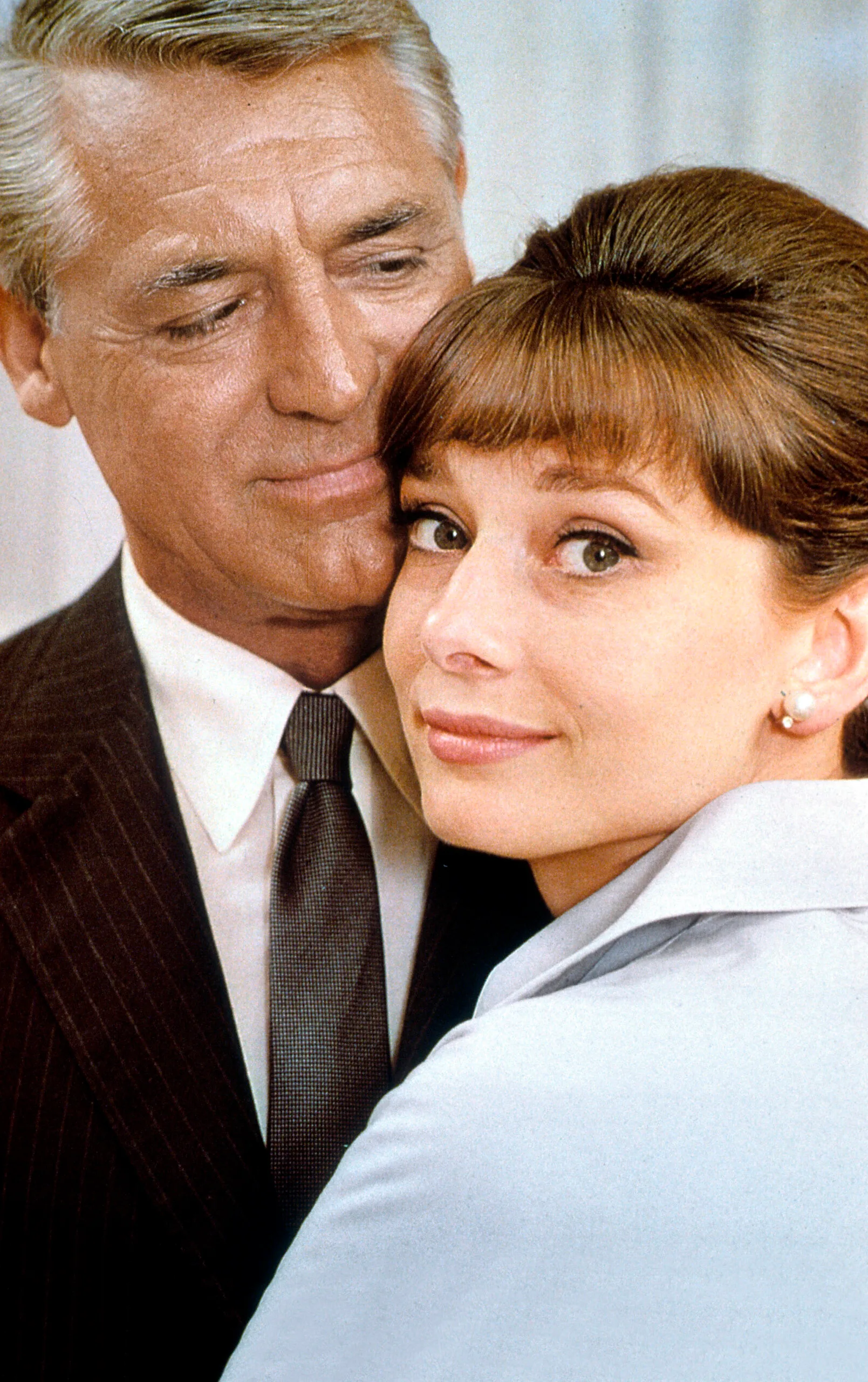 Cary Grant and Audrey Hepburn in publicity portrait for the film 'Charade', 1963. (Photo by Universal/Getty Images)