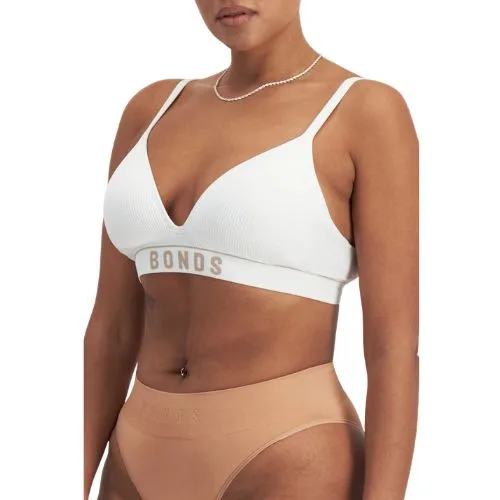 Bonds Retro Rib Seamless Wirefree Bra - white/blushed - best bras Australia