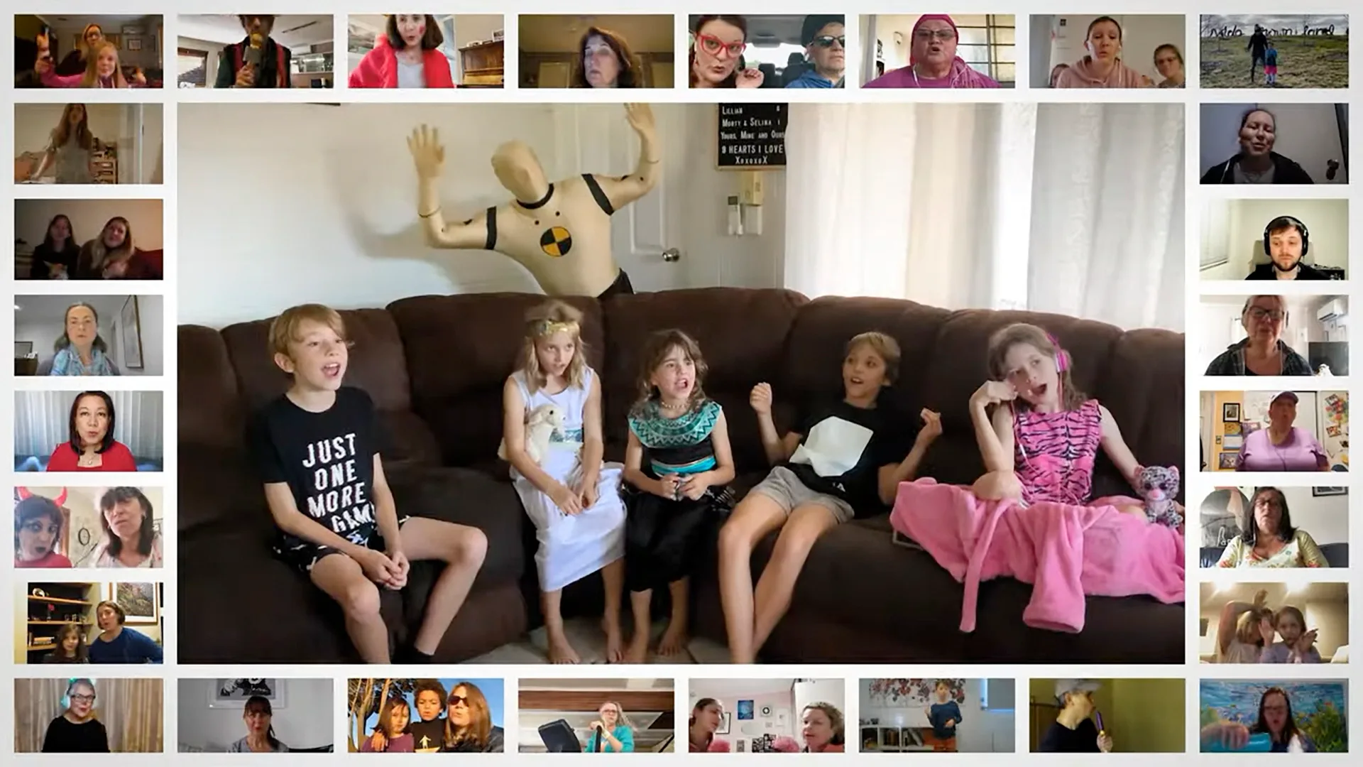 Screenshot of the virtual Couch Choir during COVID