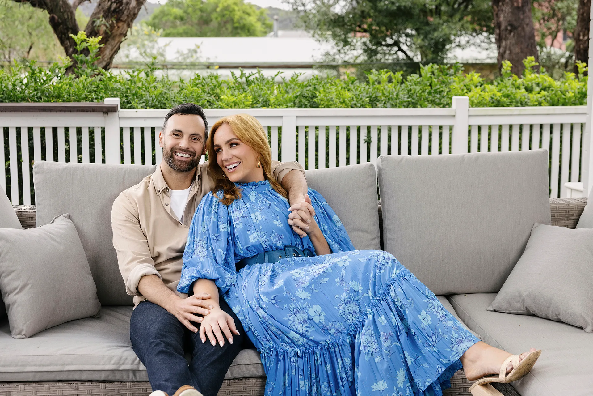 Jules Robinson pictured at home with husband Cam. Photo by Toby Zerna/The Photo Pitch