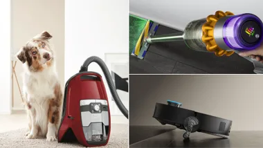The best vacuum cleaners in Australia, composite image (clockwise left to right): Miele Blizzard CX1, Dyson V15 Detect Absolute, Dreame X50 Ultra Robot Vacuum and Mop.