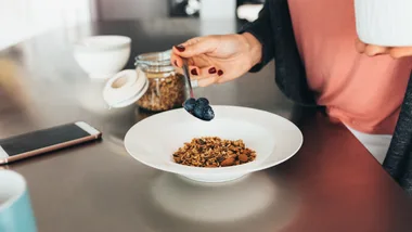 Woman breakfast cereal