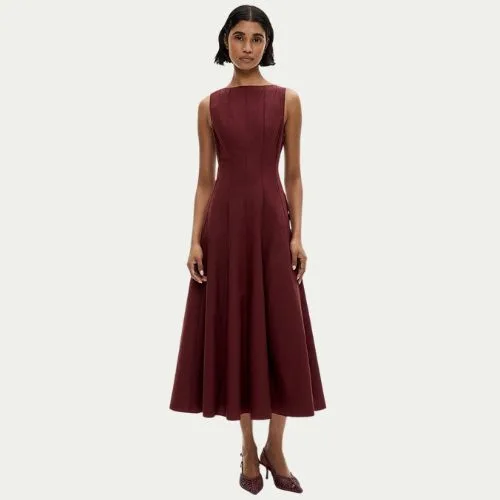Witchery Panelled Midi Dress in bordeaux colour
