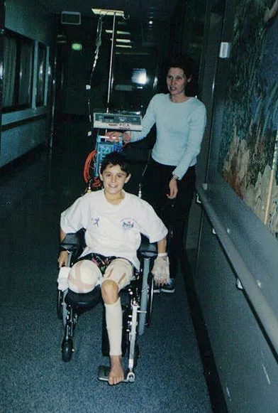 Scott Reardon in hospital as a young boy