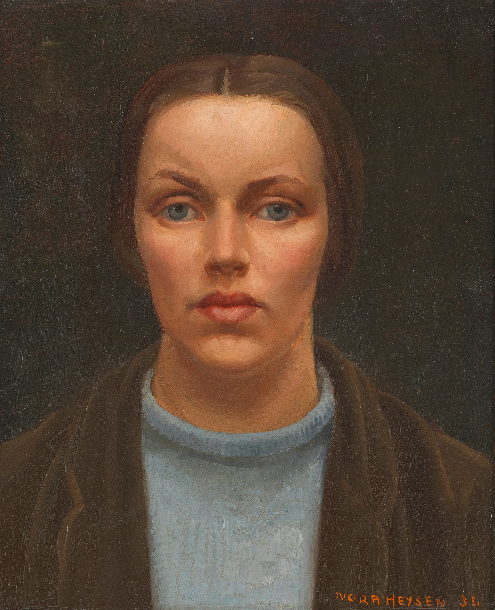 Nora Heysen Self portrait 1934 oil on canvas 43.1 x 36.3 cm (support); 60.8 x 53.5 cm (frame) National Portrait Gallery of Australia Purchased 1999
