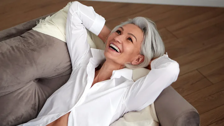 Middle aged woman happy