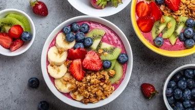 Fruit salad breakfast bowl smoothie
