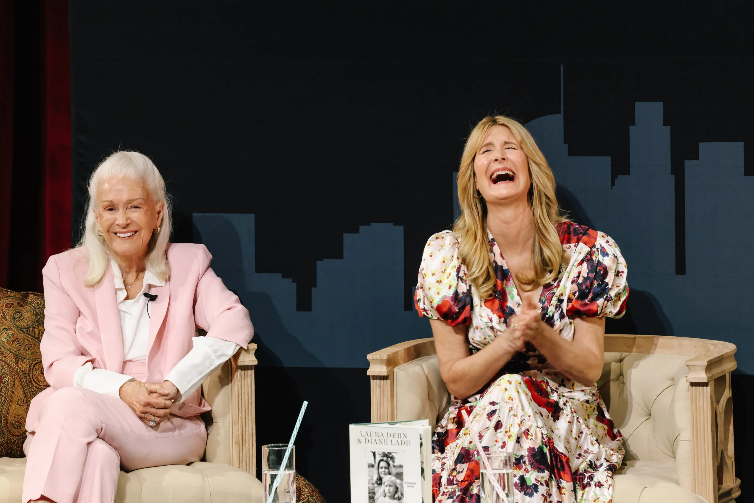 Los Angeles, CA - April 22: Diane Ladd, left, and Laura Dern, right, speak about their book during the 28th Annual Los Angeles Times Festival of Books at the University of Southern California on Saturday, April 22, 2023 in Los Angeles, CA. (Dania Maxwell / Los Angeles Times via Getty Images).