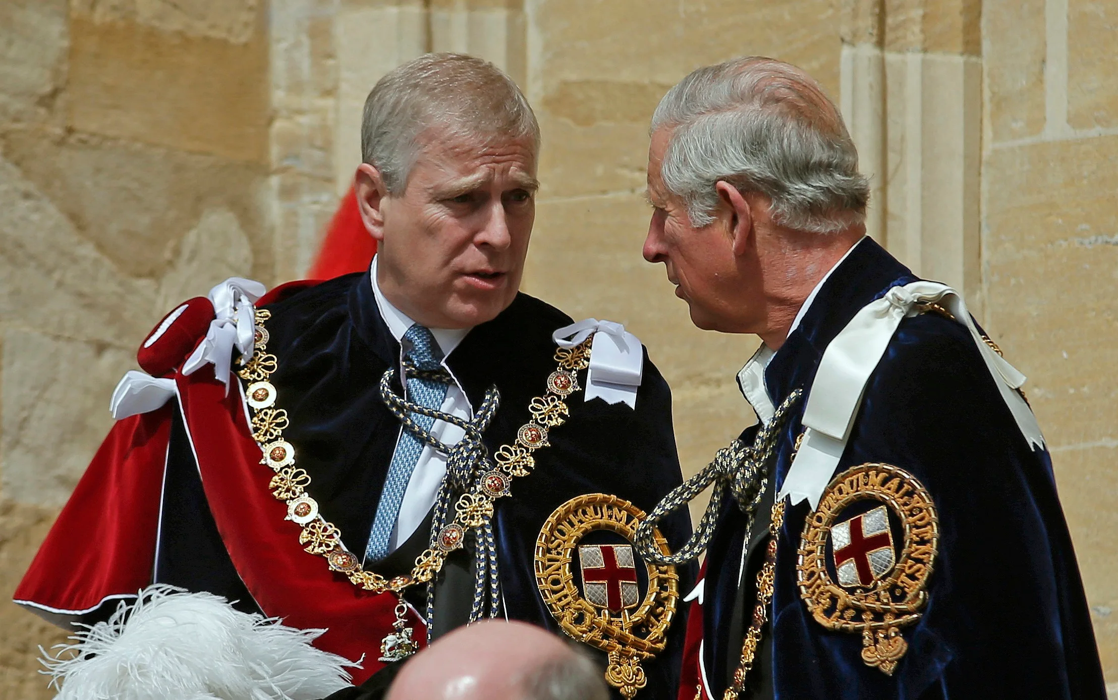 Prince Andrew, Duke of York and Prince Charles, Prince of Wales attend the Order of the Garter Service at St George's Chapel in Windsor Castle on June 15, 2015 in Windsor, England. The Order of the Garter is the most senior and the oldest British Order of Chivalry and was founded by Edward III in 1348.  (Photo by Peter Nicholls - WPA Pool /Getty Images)