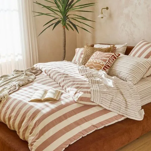Habitat Milah Clay Stripe Quilt Cover Set - early black friday deals