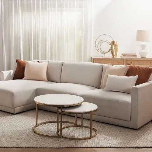 James Lane Haven California Ivory Chaise Sofa - 3 Seater in California Ivory colour