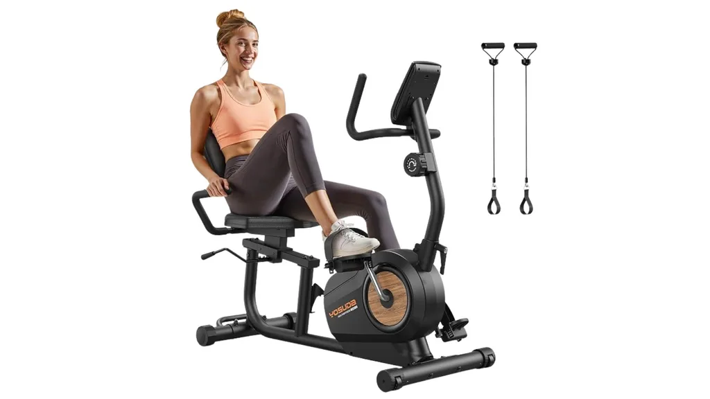 YOSUDA Recumbent Bike for Home,Magnetic Staionary Bike for Seniors/Adults with Adjustable Seat, 350LB Capacity, 16-level Resistance, LCD Monitor & Pulse Sensors