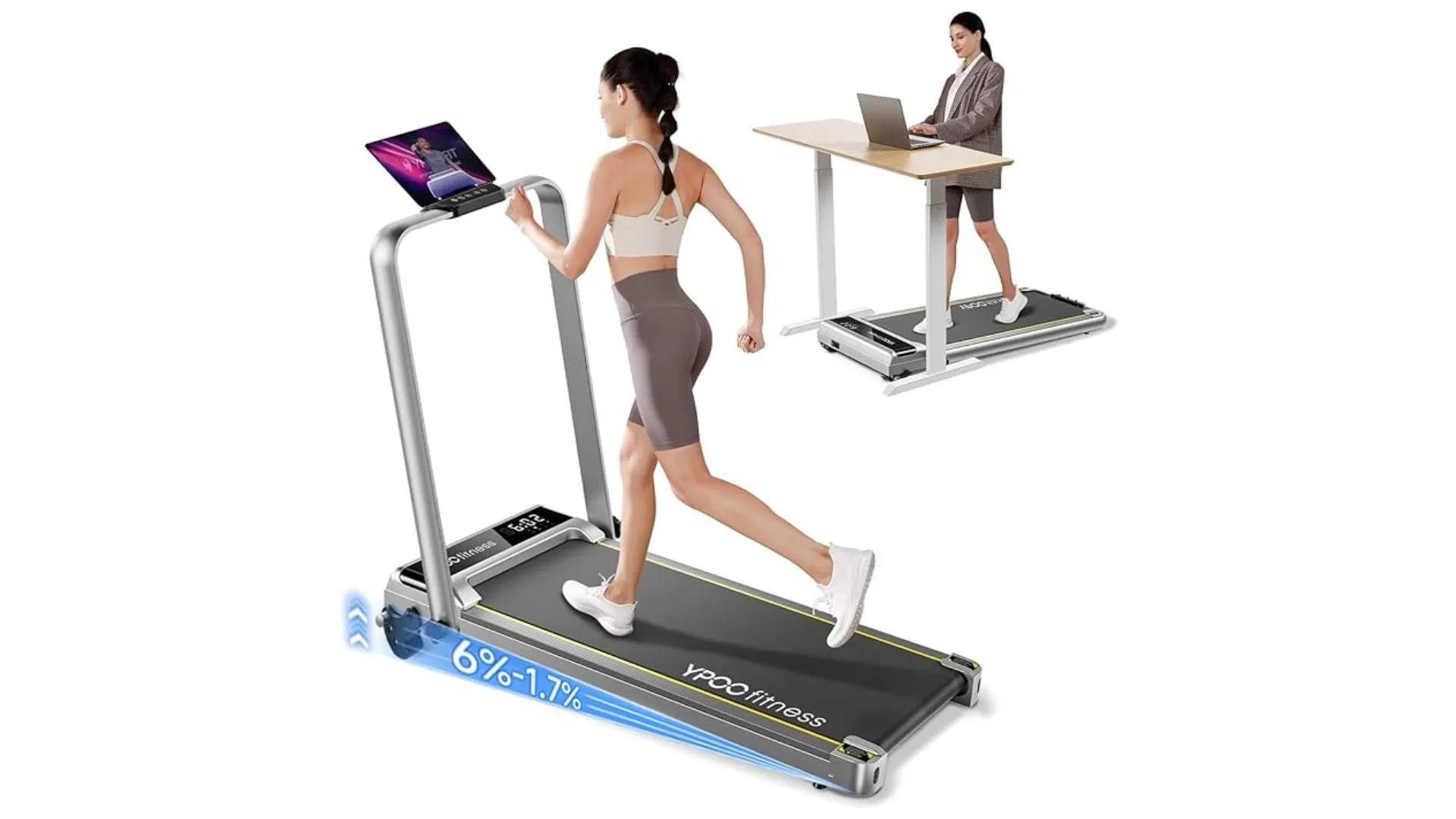 YPOO Walking Pad Treadmill - Incline Walking Pad with Handle