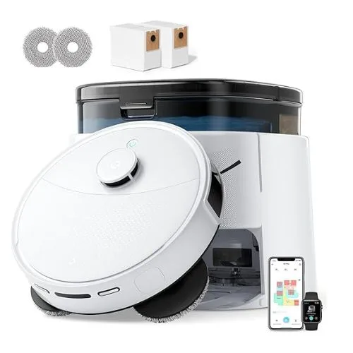 Lefant M3 Robot Vacuum and Mop, All-in-one 12000 Pa Powerful Suction, Auto Mop Washing and Drying, Self-Emptying for 3.2L, Anti-Tangle Brushes, Dual Spinning Mop, Pet Zone Cleaning, App/Alexa/i Watch